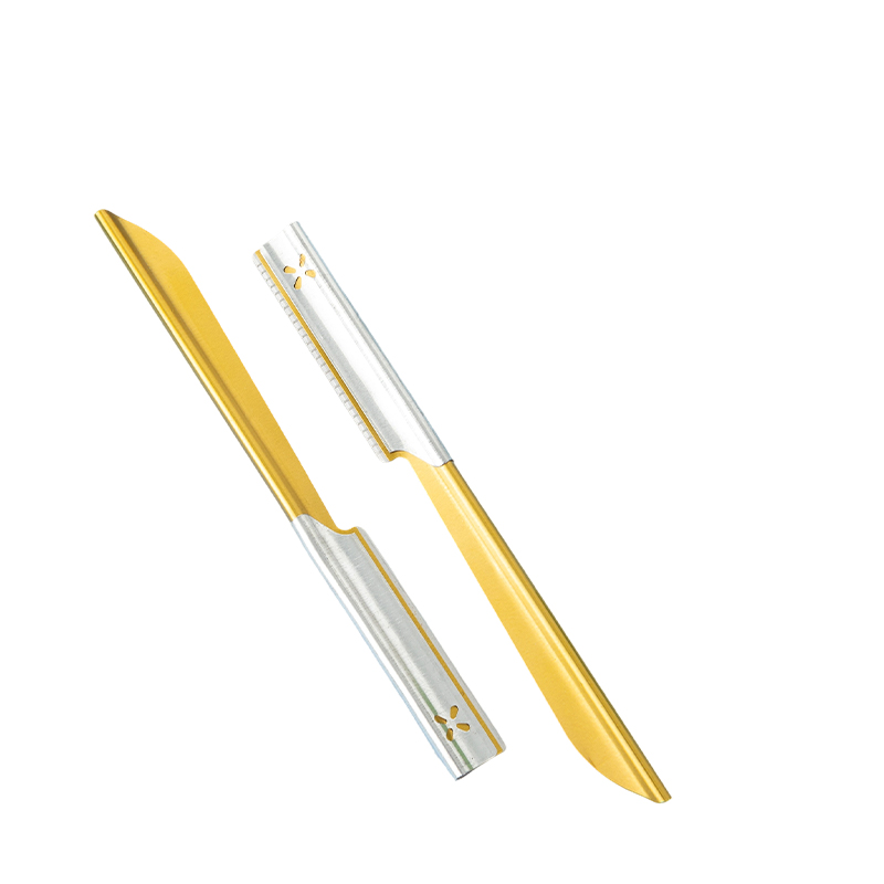 Žiletka na zastrihávanie obočia a tváre s protišmykovou rukoväťou